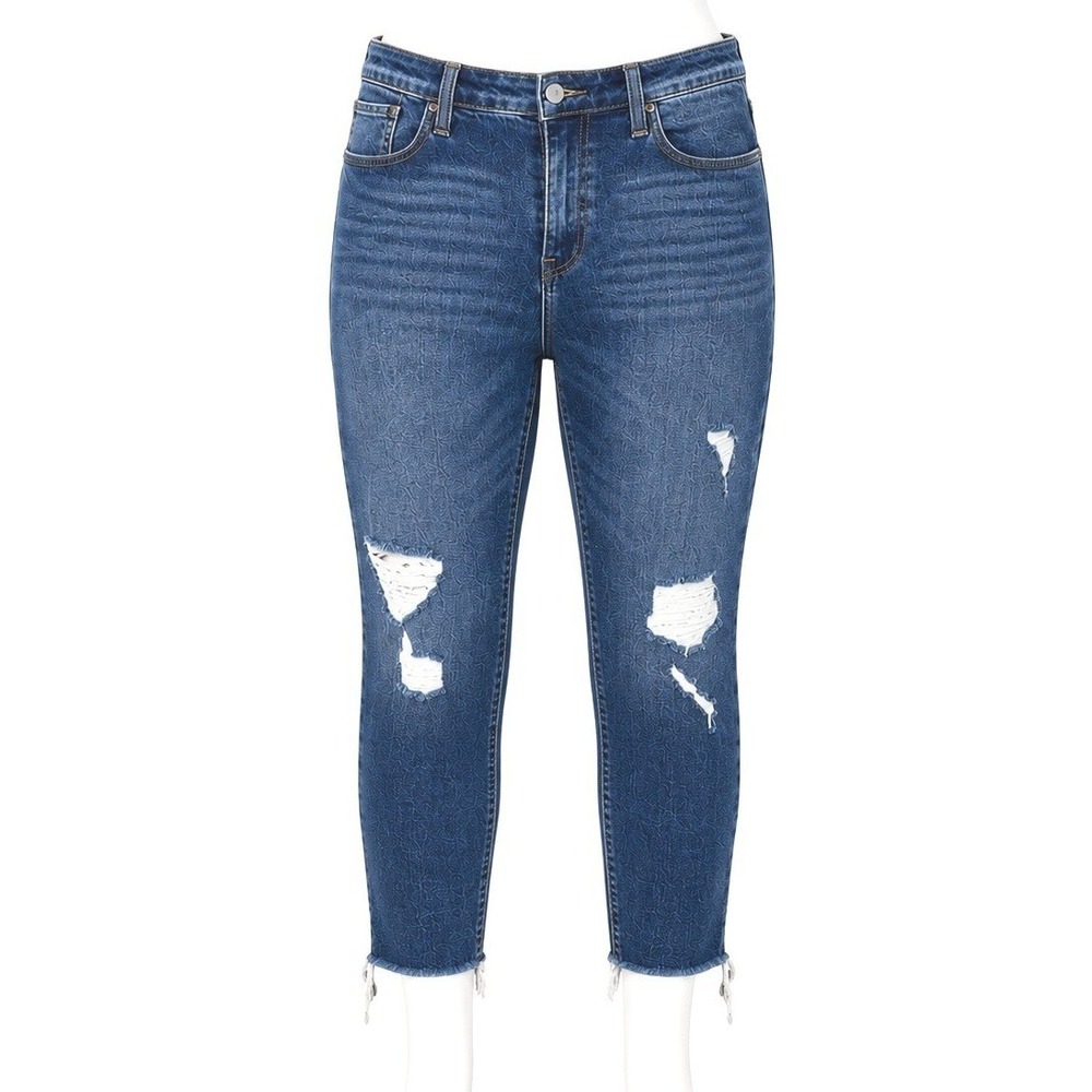 Hudson Jessi Boyfriend Jeans Womens 27 Blue Distressed Raw Hem Stretch Denim
